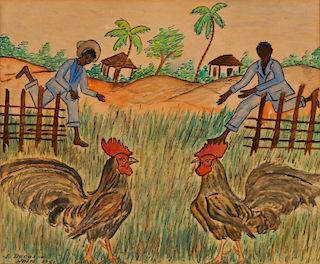 Gervais Emmanuel Ducasse (1903-1988) Men with Roosters, 1951