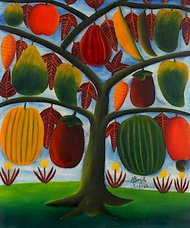 Alberoi Bazile (Haitian/Jacmel, 1920-2005) Still Life on Tree, 1969