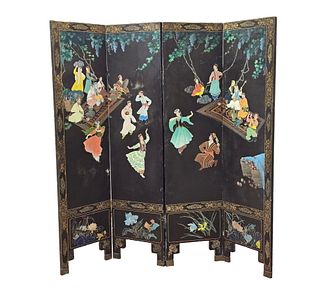 Figure and Floral Folding Room Screen