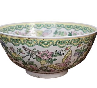 Famille Rose Ceramic Lrg Bowl with Butterflies