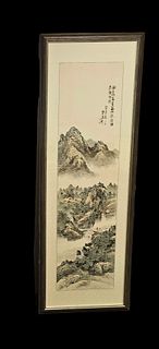 Asian Ink and Watercolor Scroll