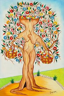 Georges Jean (20th c.) Spirit Tree Festooned in Flowers, 1973