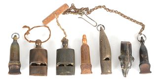 A Group of 18th and 19th Century Horn Whistles