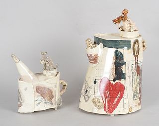 Stephen Dixon (British, b.1957) Two Pottery Teapots
