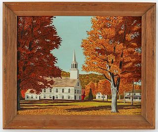 M. Zoeller (American, 20th c.) Church in Autumn