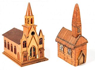 2 Folk Art Model Churches
