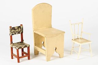 3 Miniature Folk Art Chairs