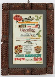 Religious Word Collage in Tramp Art Frame