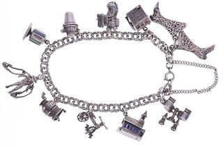 Berton Sterling Silver Americana Charm Bracelet
