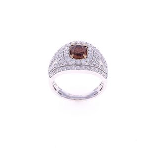 Opulent Brown Sapphire VS2 Diamond & 18k Gold Ring