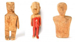 3 Brazilian Carved Wood Ex-voto Figures