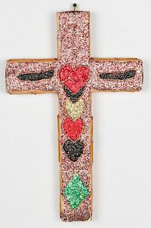 L.W. Crawford (20th c.) Folk Art Matchstick Cross, 1987