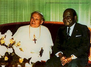 Le President Houphouet and Le Pape Jean Paul