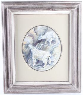 Buruna Mountain Goat Framed Watercolor on Canvas