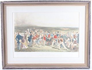 Charles Lees "The Golfers" Hand Colored Engraving