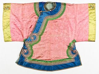 Antique Chinese Silk Embroidered Robe, Qing Dynasty