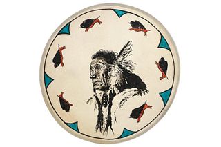 Andrew Knudson Painted Rawhide Stretched Drum