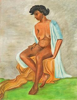 Anonymous Artist (American, 20th c.) Seated Nude Figure