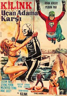 Vintage Turkish Movie Poster: "Kilink Ucan Adama Karsi"