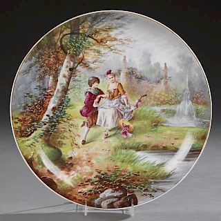 Large Hand Painted French Porcelain Charger, 19th