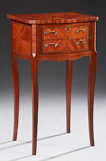 French Inlaid Mahogany Bowfront Nightstand, early