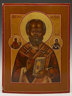 Russian Icon of St. Nicholas, 19th c., egg tempera