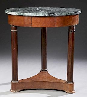 French Empire Style Carved Mahogany Marble Top Gue