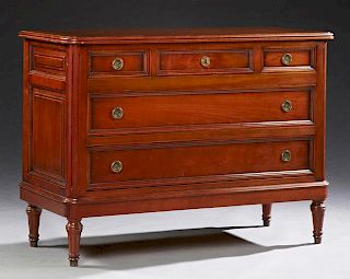 French Louis XVI Style Carved Cherry Commode, 20th