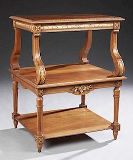 French Louis XVI Style Carved Walnut Double Sided