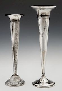 Two Weighted Sterling Trumpet Vases, early 20th c.