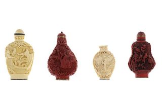 Chinese Carved Resin Snuff Bottles (4), post 1940