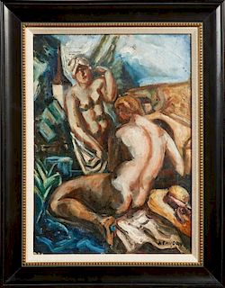 Andre Favory (1888-1937), "Two Nudes," 20th c., oi