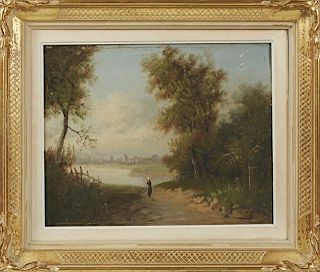 Leon, "Figure on the Road to the Lake," 19th c., o