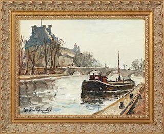 S. Girault, "Continental Canal Scene," 20th c., oi