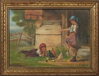 F. Meller, "Feeding the Chickens," late 19th c., o
