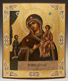 Russian Icon of the Virgin and Child, 19th c., ena