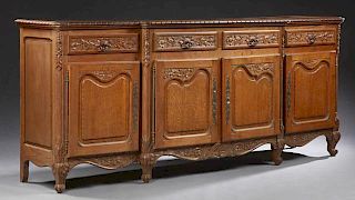French Louis XV Style Carved Oak Sideboard, early