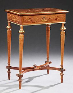 French Marquetry Inlaid Ormolu Mounted Rosewood Wo