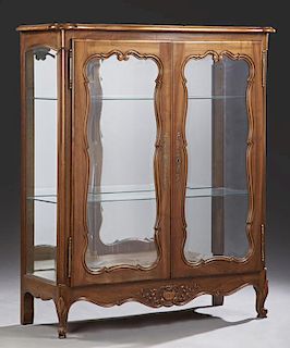 Louis XV Style Carved Walnut Display Cabinet, 20th