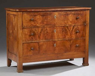 French Carved Walnut Commode, 19th c., the rounded