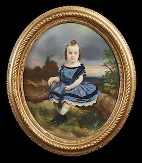 American School, "Portrait of a Child in a Blue Dr