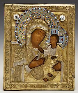 Russian Icon of the Virgin of Smolensk, 1839, with