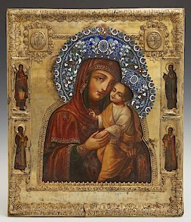 Russian Icon of Virgin with Child, 1825, Moscow, w