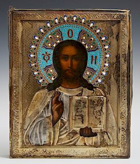 Russian Icon of Christ Pantocrator, late 19th c.,