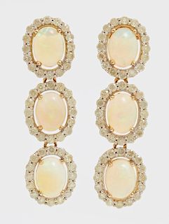 Pair of 14K Yellow Gold Pendant Earrings, each sus