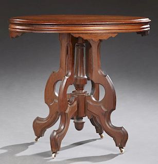 American Victorian Carved Oak Center Table, 19th c