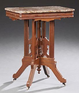 American Victorian Marble Top Lamp Table, c. 1890,