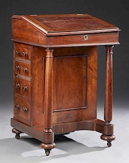 English Victorian Carved Rosewood Davenport Desk,