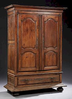 French Louis XV Style Carved Pine Armoire, early 1