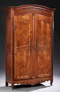 French Louis XV Style Carved Cherry Armoire, early